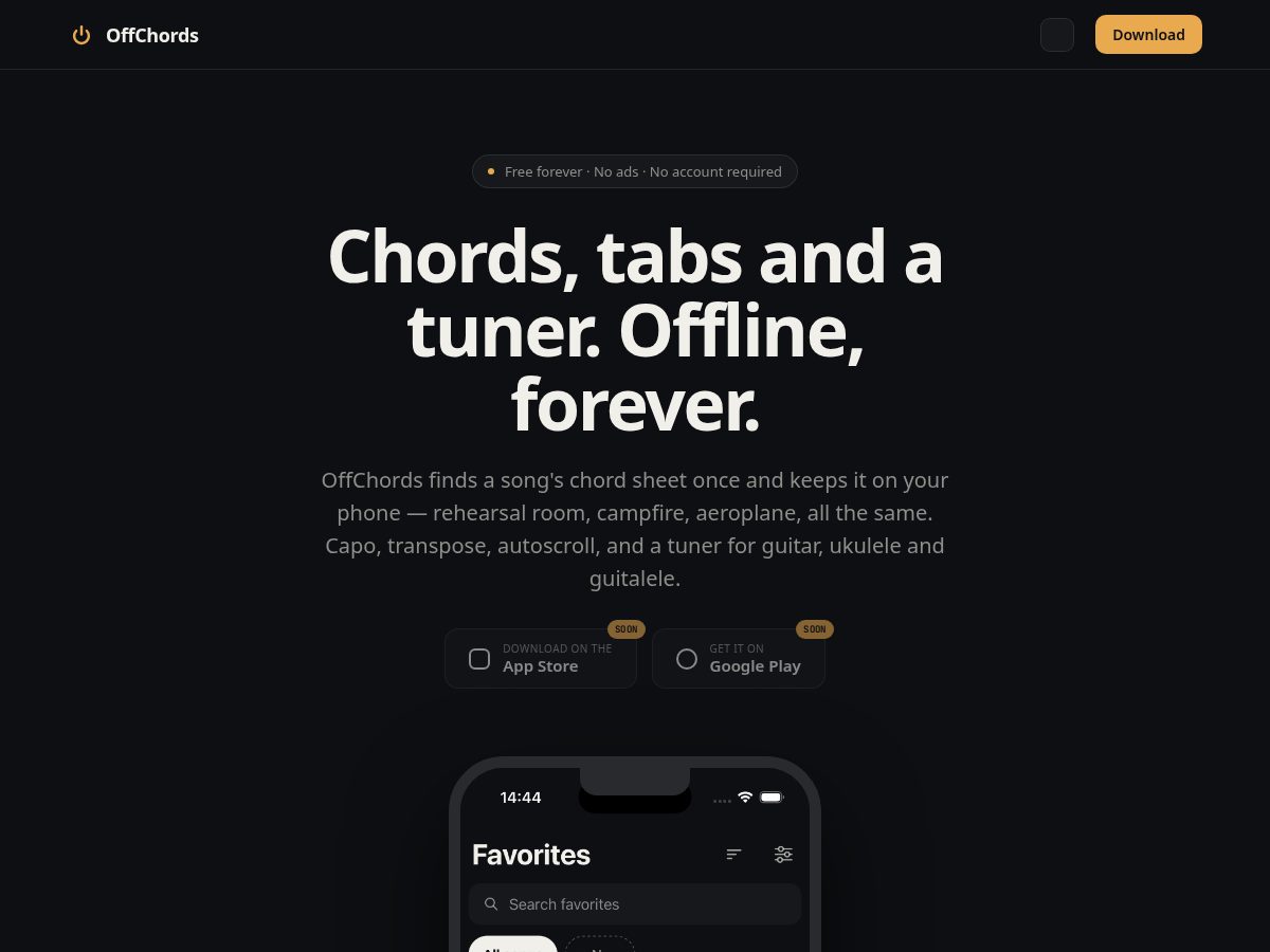Landing-page snapshot of offchords.com