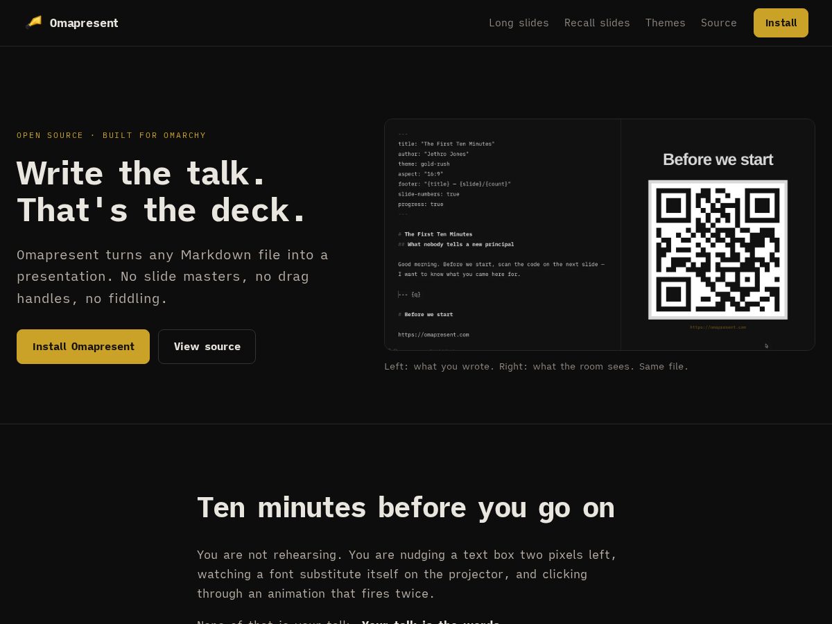 Landing-page snapshot of omapresent.com
