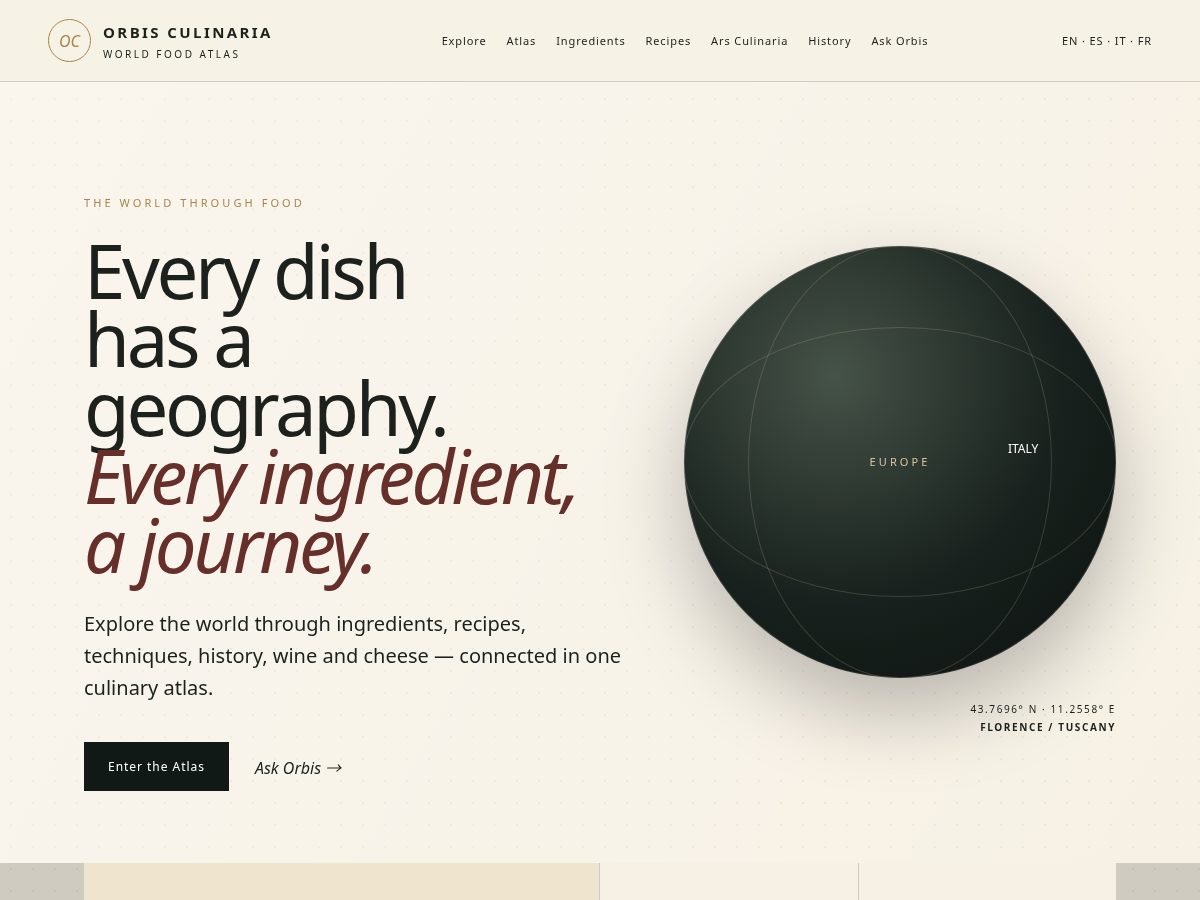 Landing-page snapshot of orbisculinaria.com