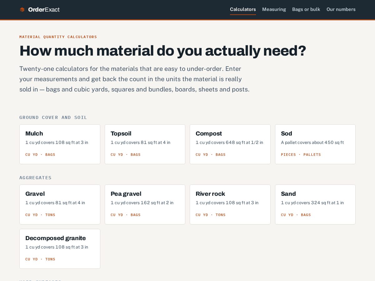 Landing-page snapshot of orderexact.com