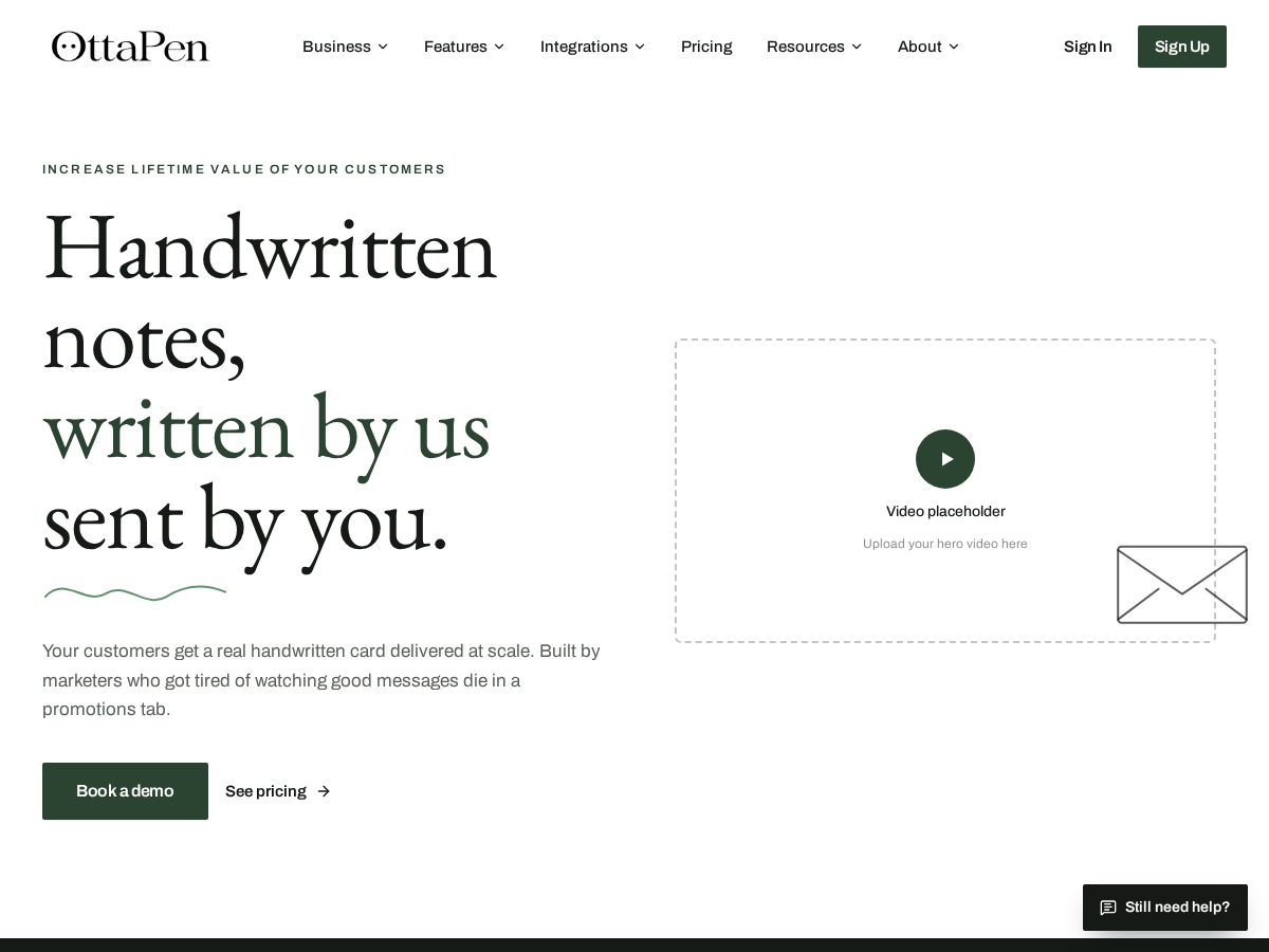 Landing-page snapshot of ottapen.com