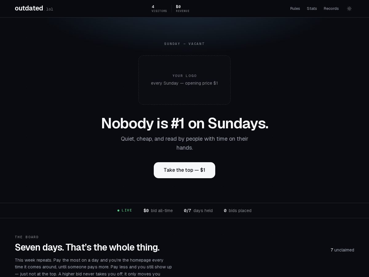 Landing-page snapshot of outdated.lol
