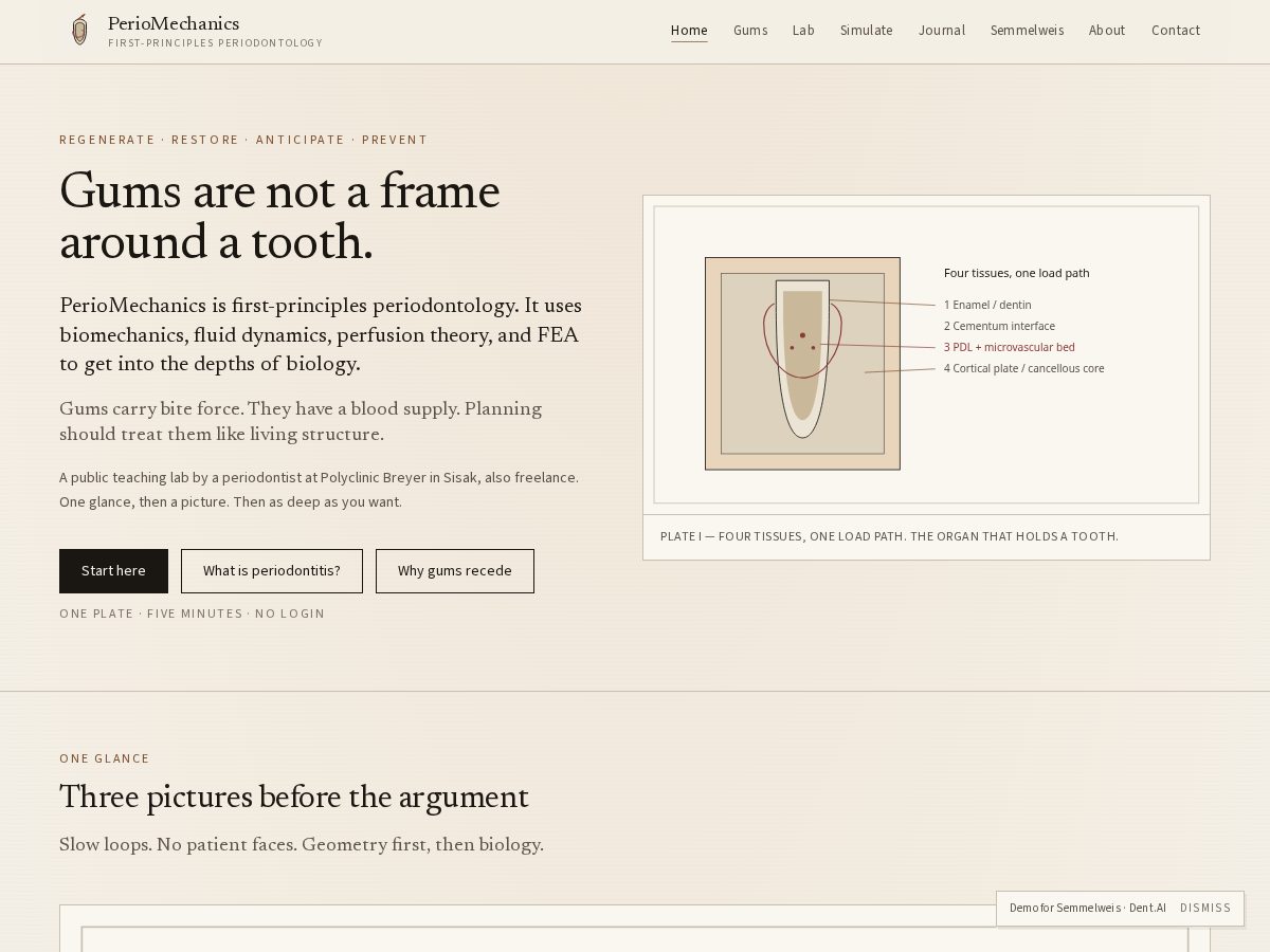 Landing-page snapshot of periomechanics.com