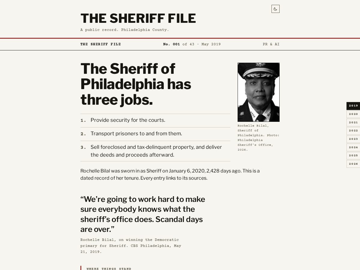 Landing-page snapshot of phillysheriff.net