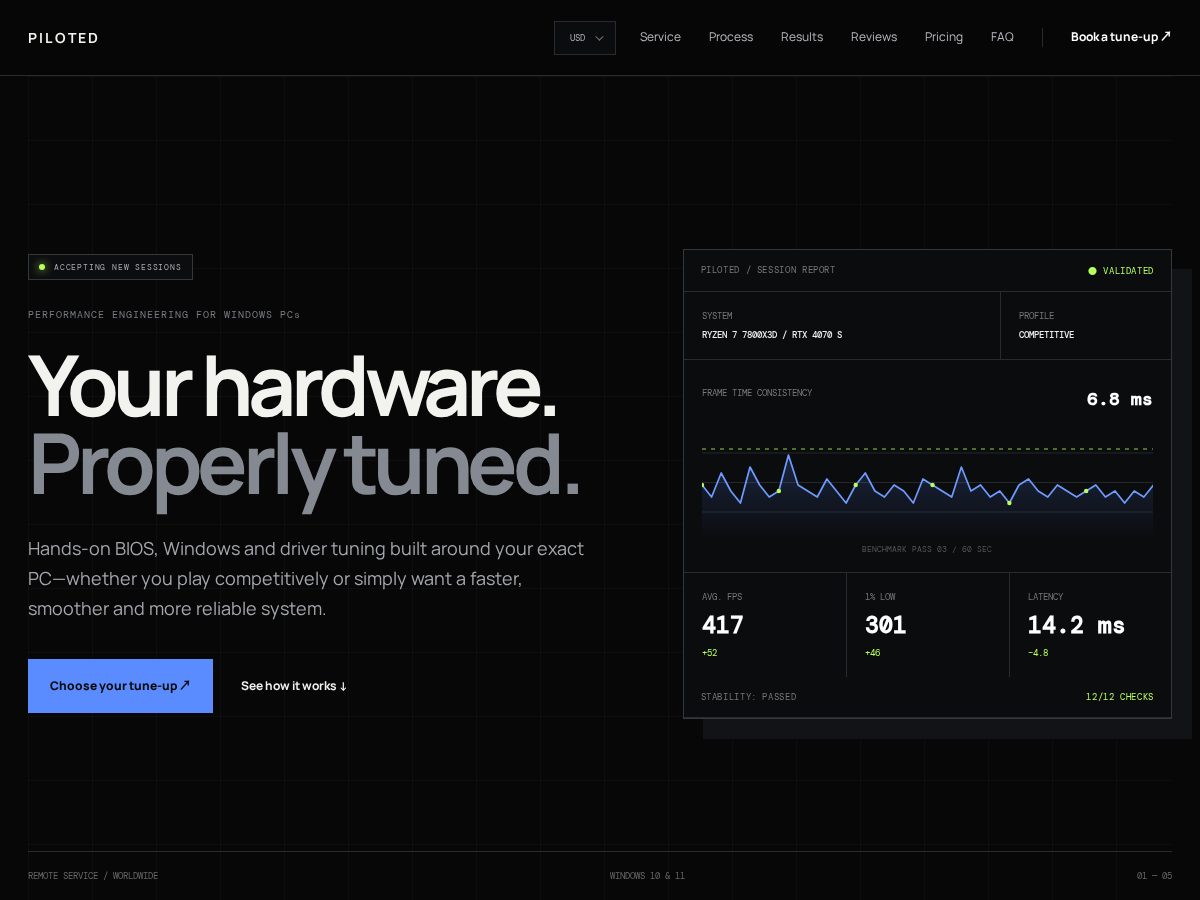 Landing-page snapshot of piloted.site