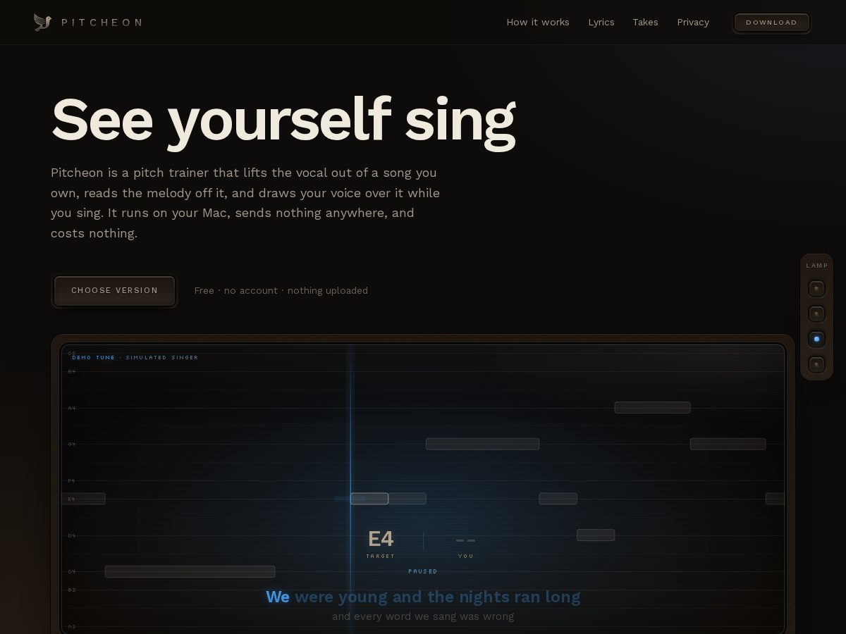 Landing-page snapshot of pitcheon.org