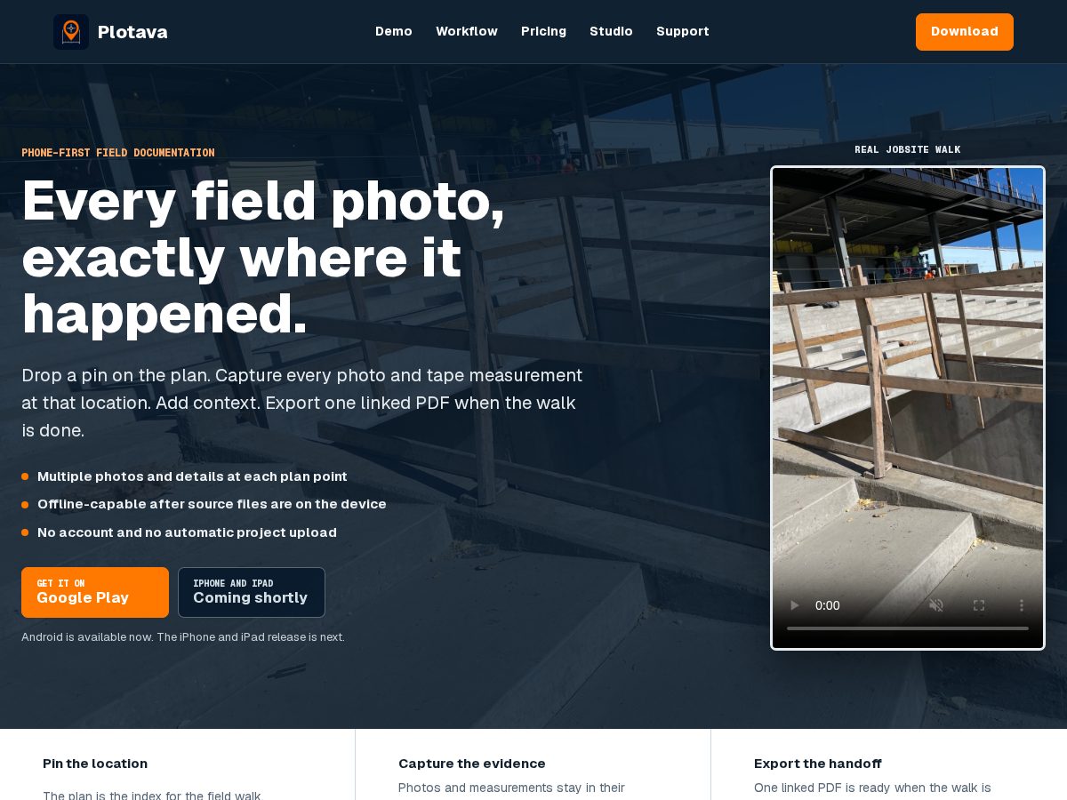 Landing-page snapshot of plotava.com