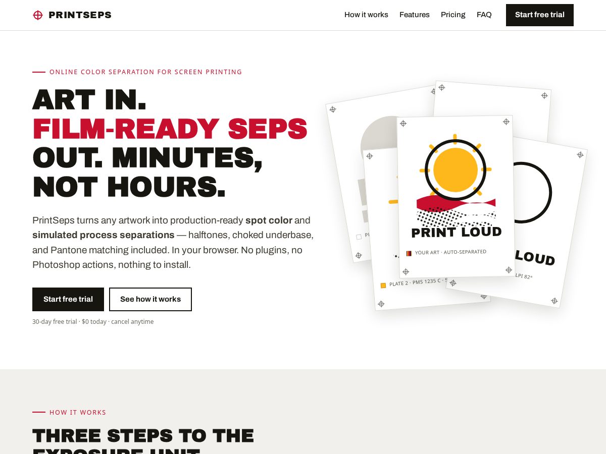 Landing-page snapshot of printseps.com