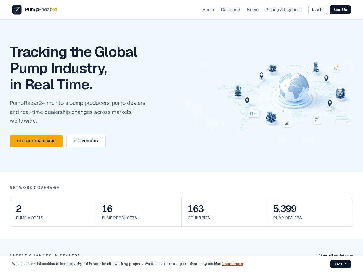 Landing-page snapshot of pumpradar24.com