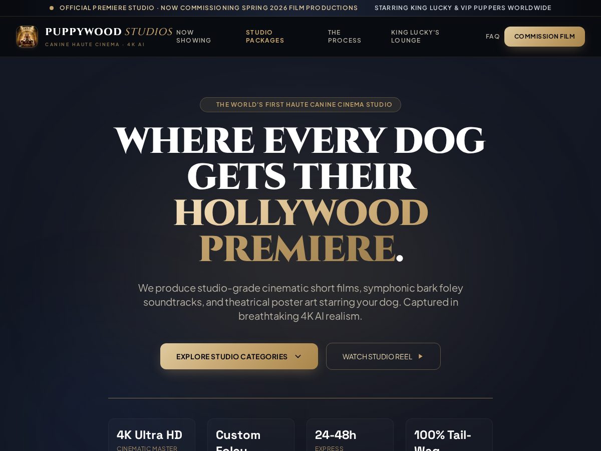 Landing-page snapshot of puppywoodstudios.com