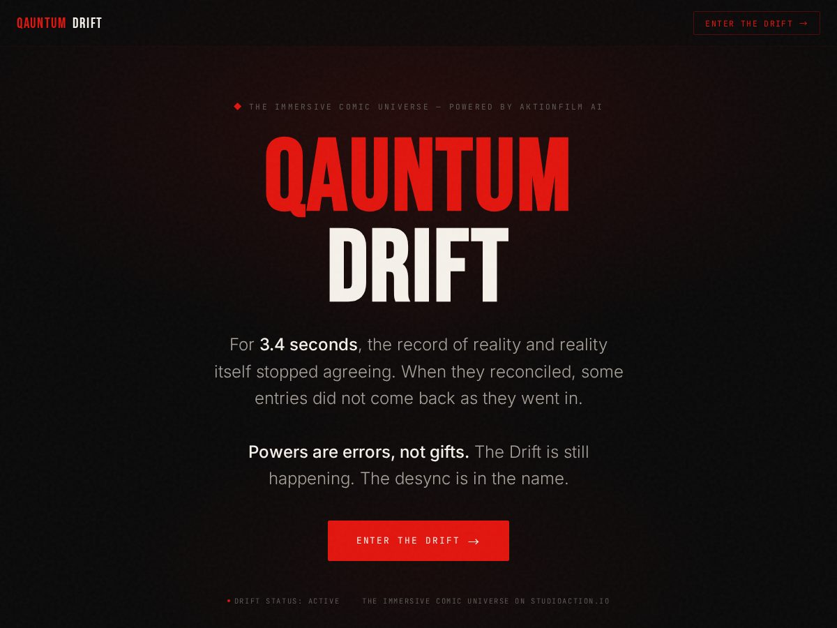 Landing-page snapshot of qauntumdrift.com