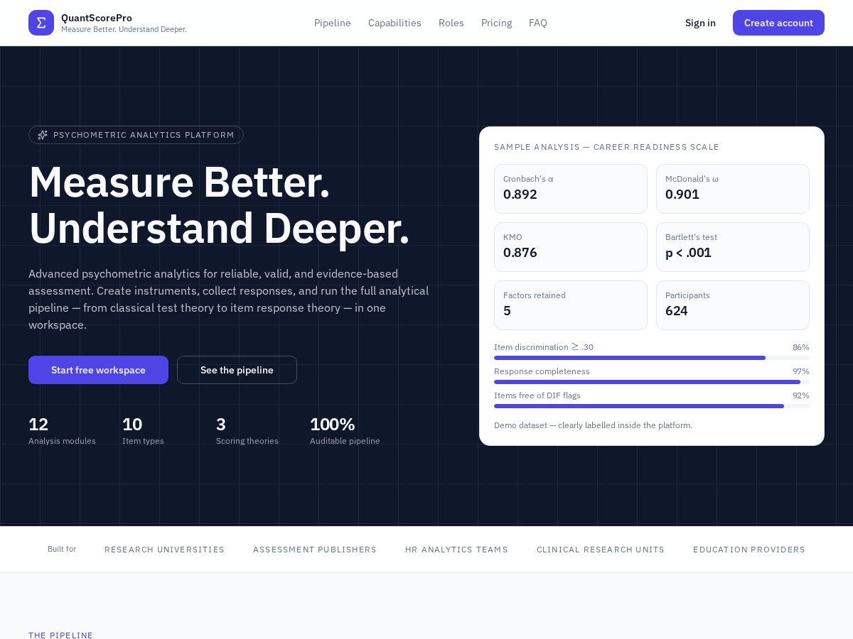 Landing-page snapshot of quantscorepro.com