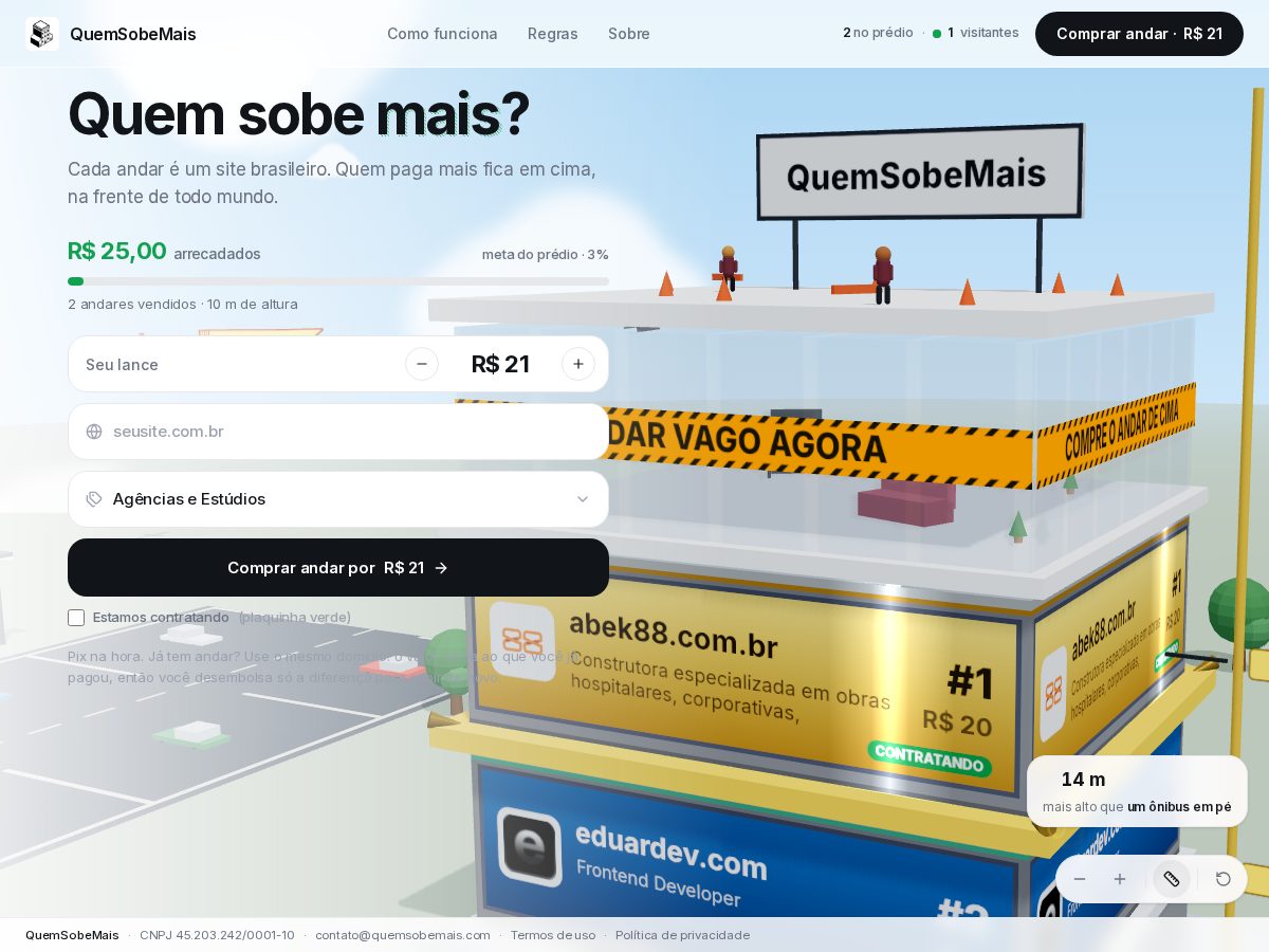 Landing-page snapshot of quemsobemais.com