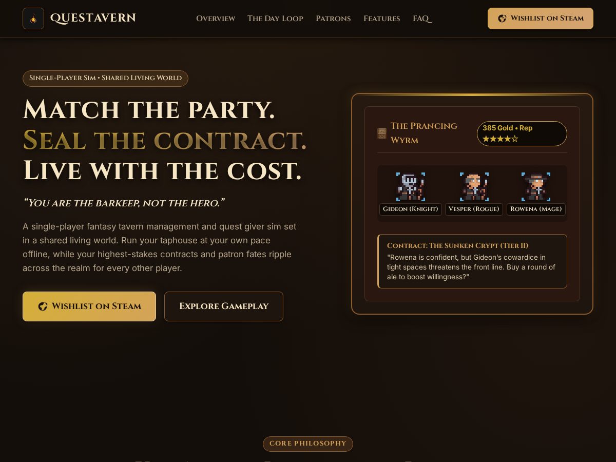 Landing-page snapshot of questavern.com