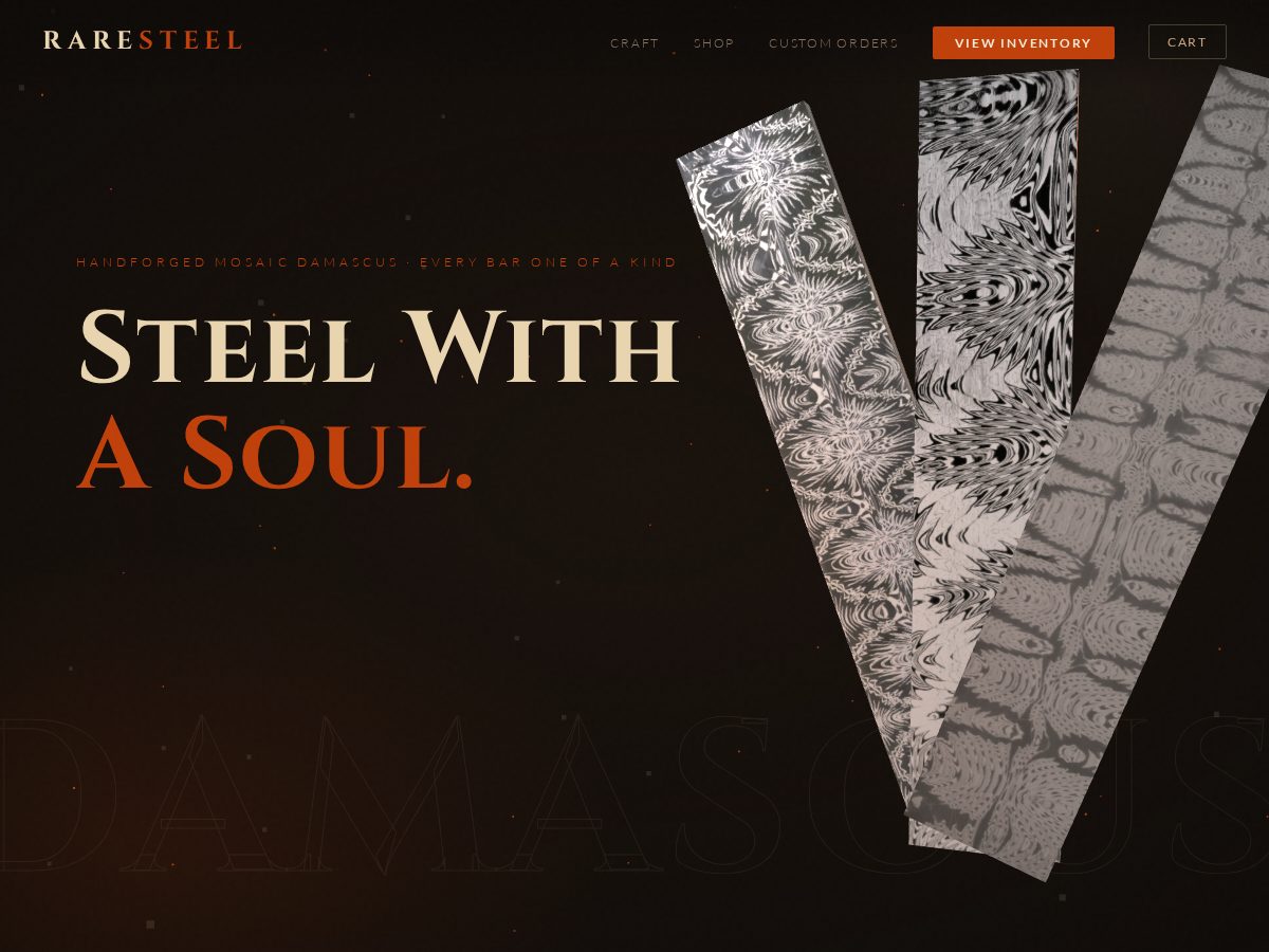 Landing-page snapshot of raresteelco.com