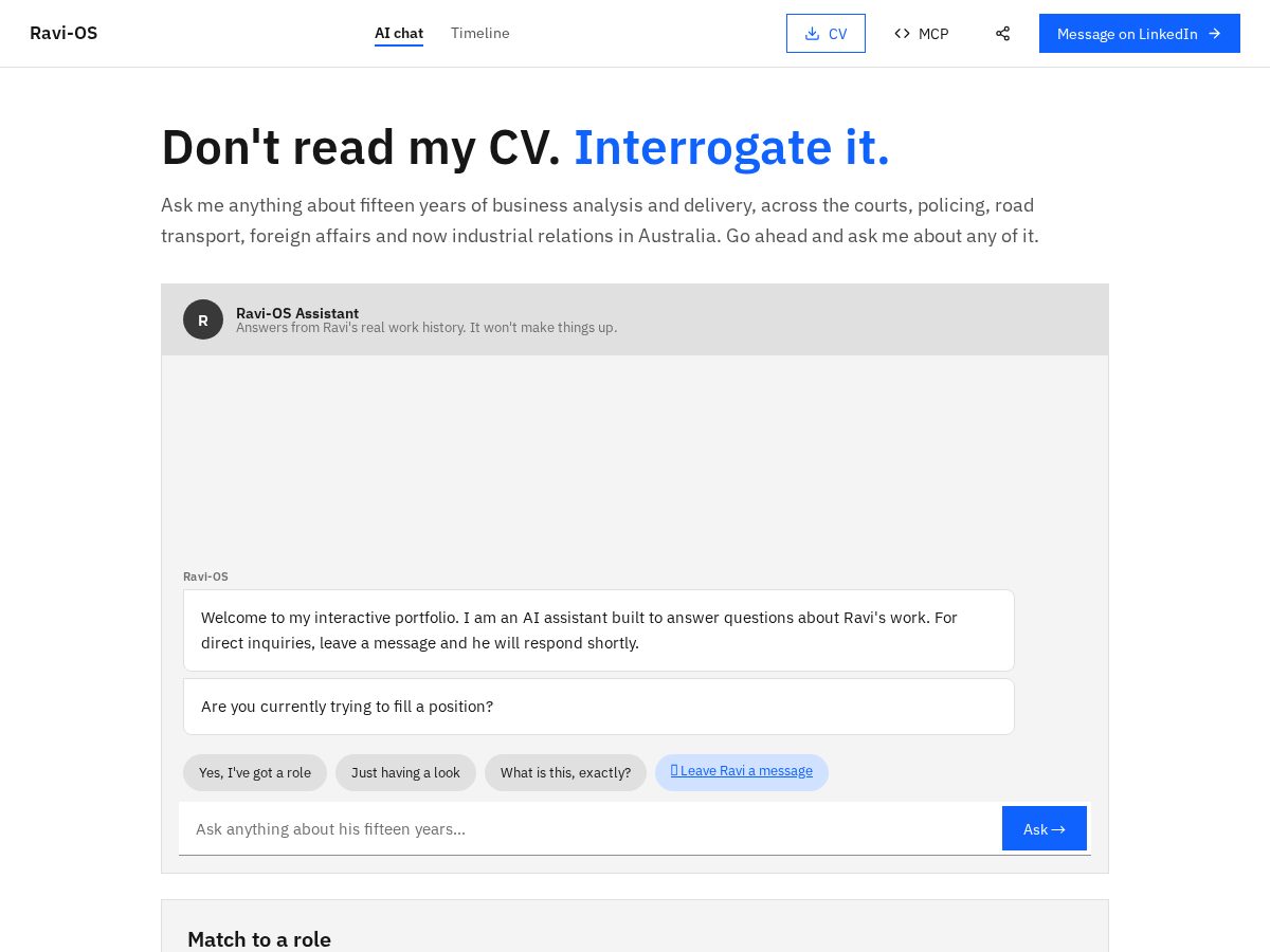 Landing-page snapshot of ravigokal.com