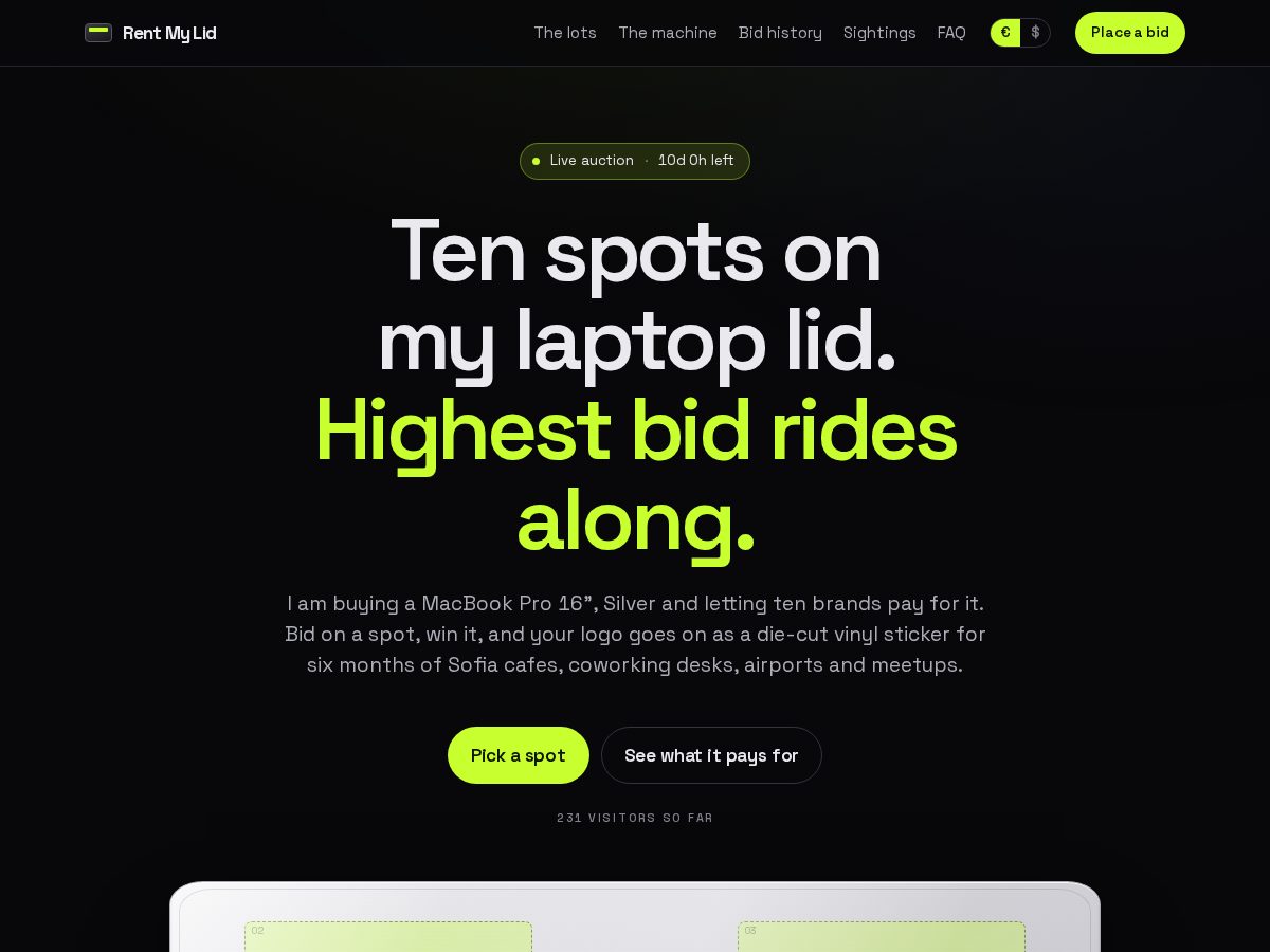 Landing-page snapshot of rentmylid.com