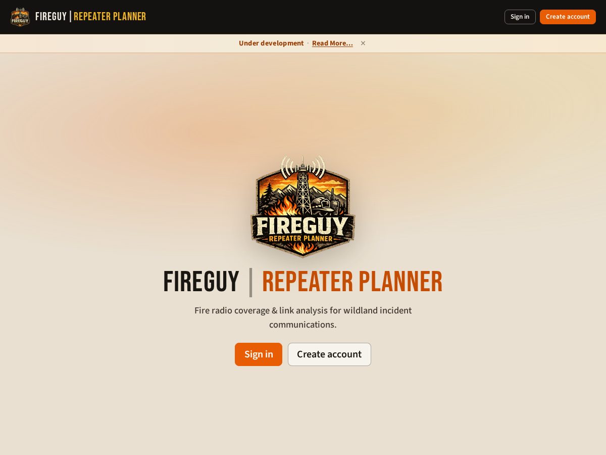 Landing-page snapshot of repeaterplanner.com