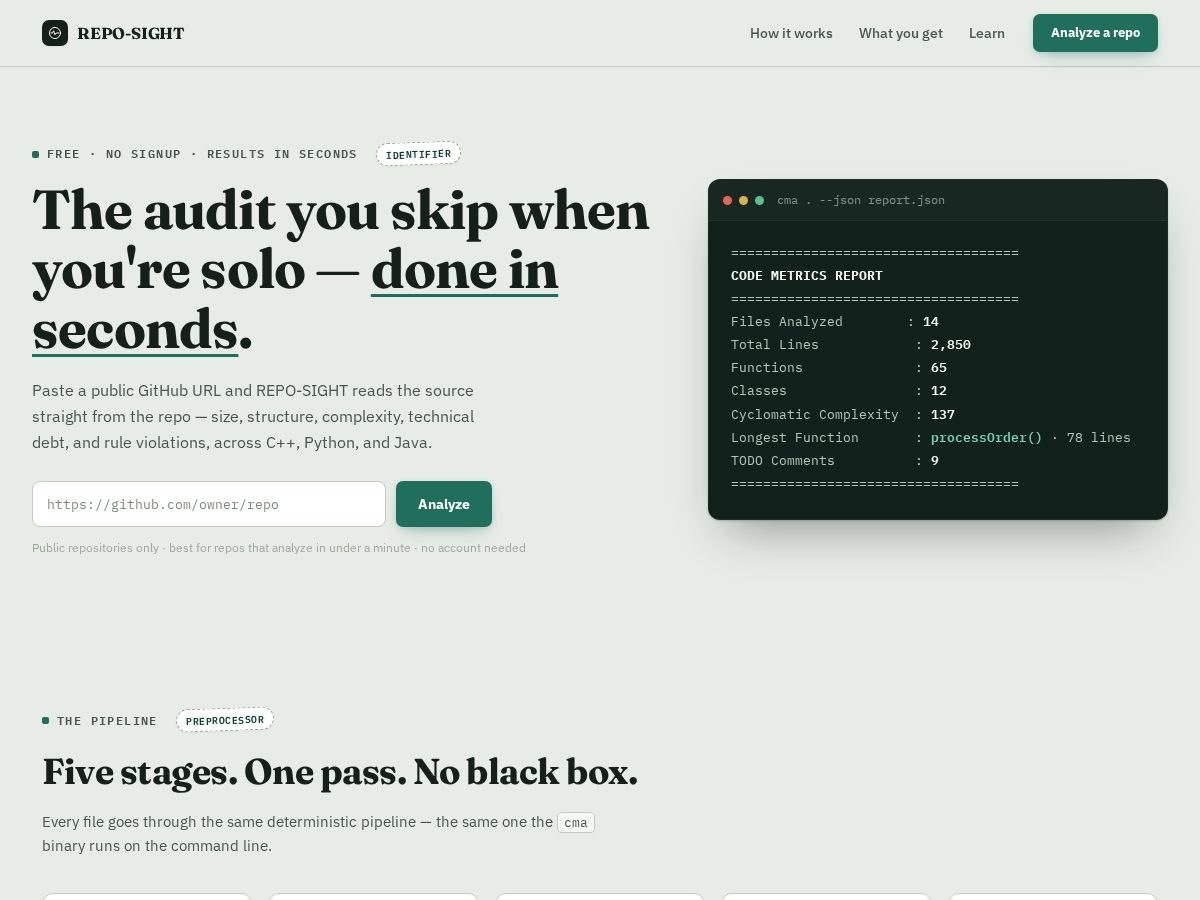 Landing-page snapshot of repo-sight.com