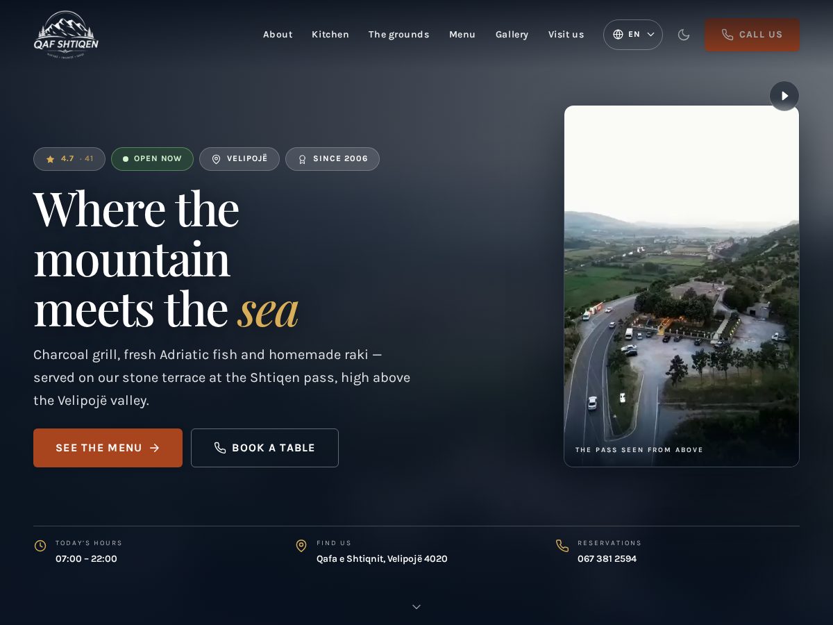 Landing-page snapshot of restaurantqafshtiqen.com