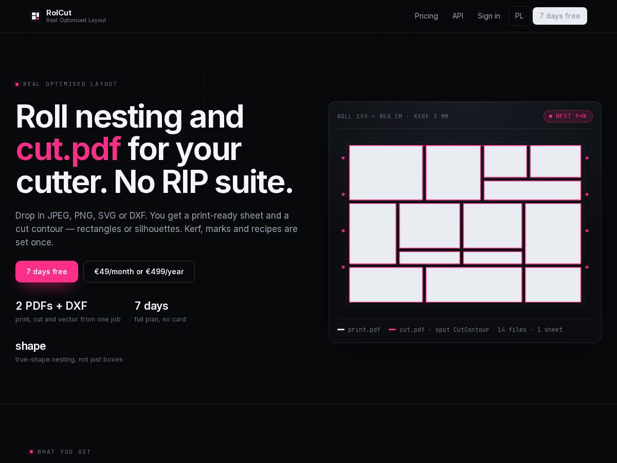 Landing-page snapshot of rolcut.com