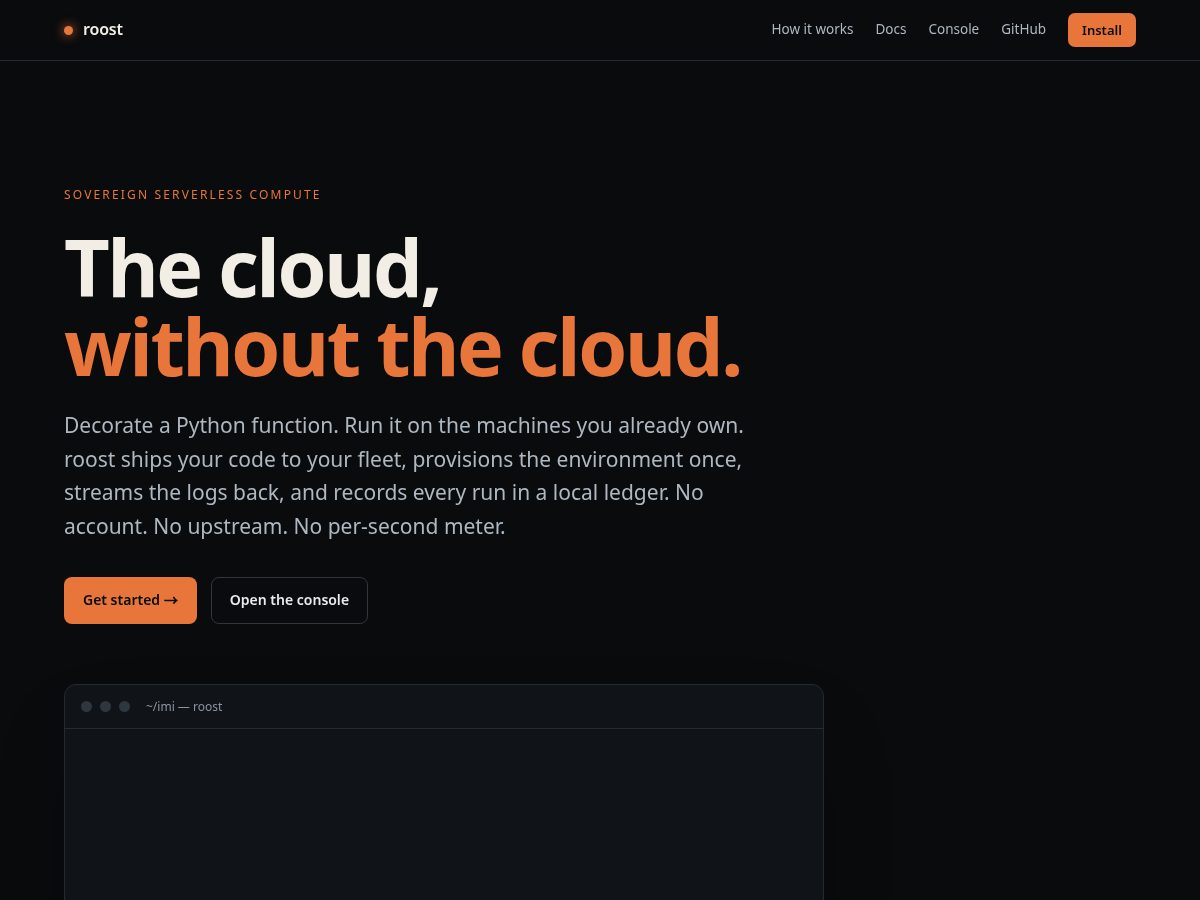 Landing-page snapshot of roost.computer