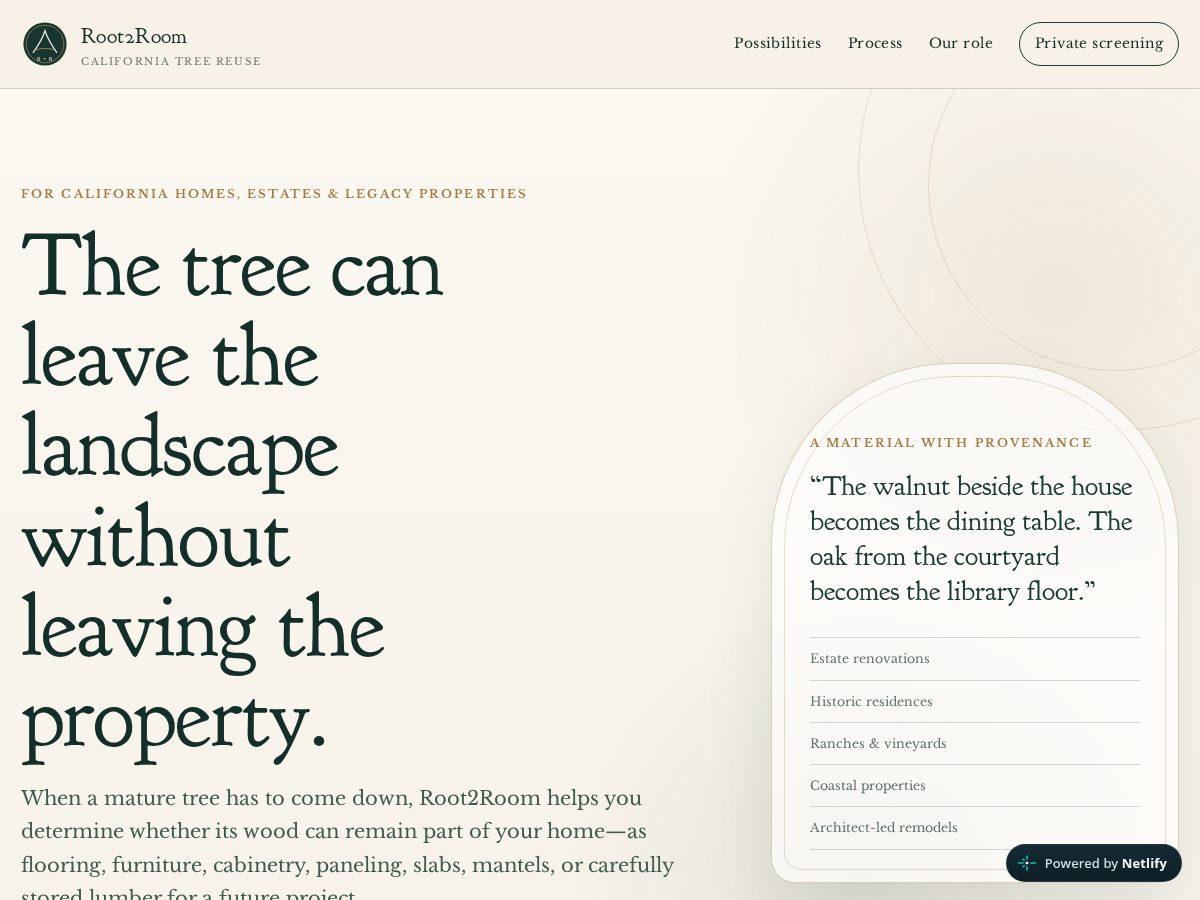 Landing-page snapshot of root2room.com