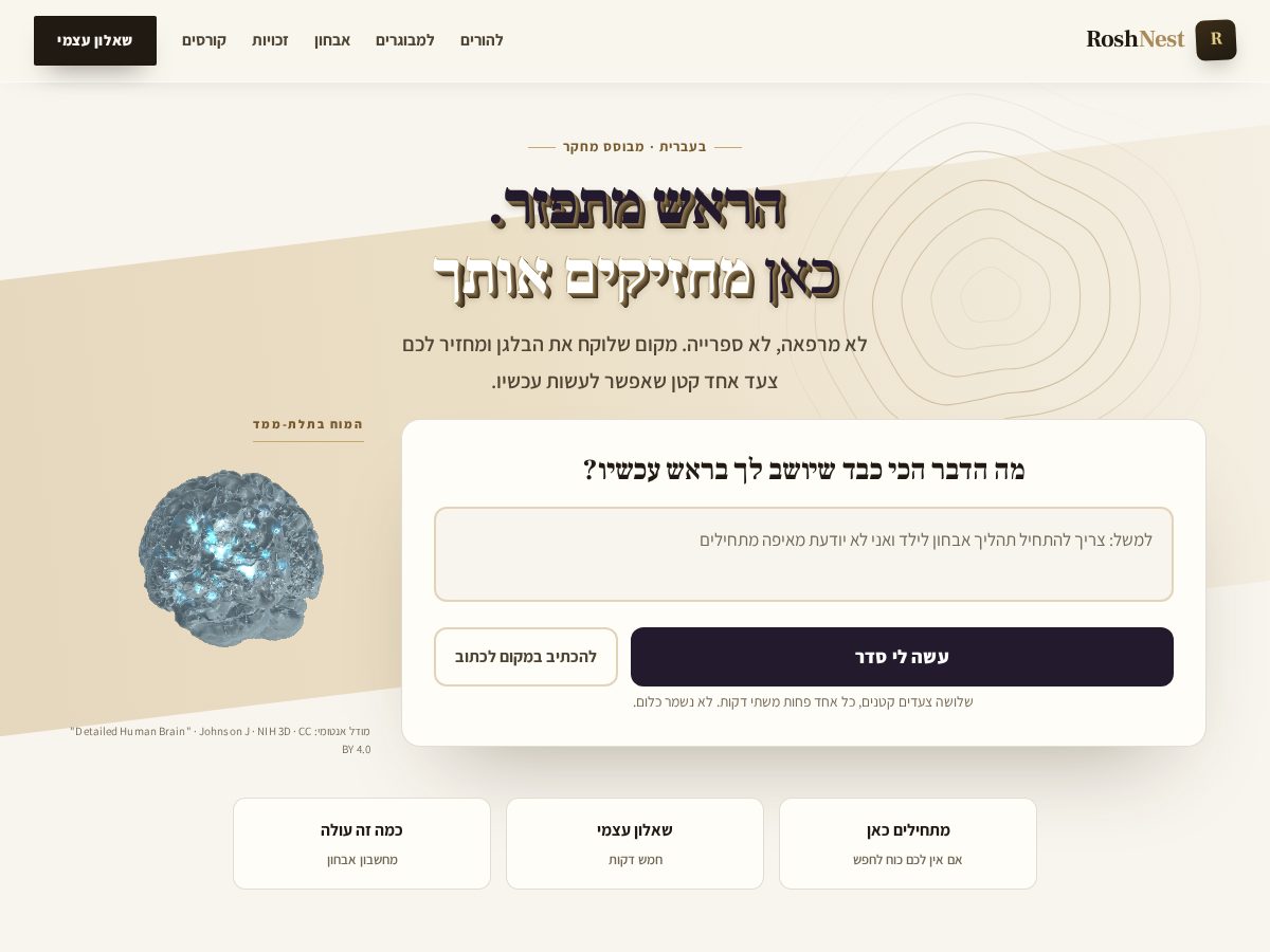 Landing-page snapshot of roshnest.com