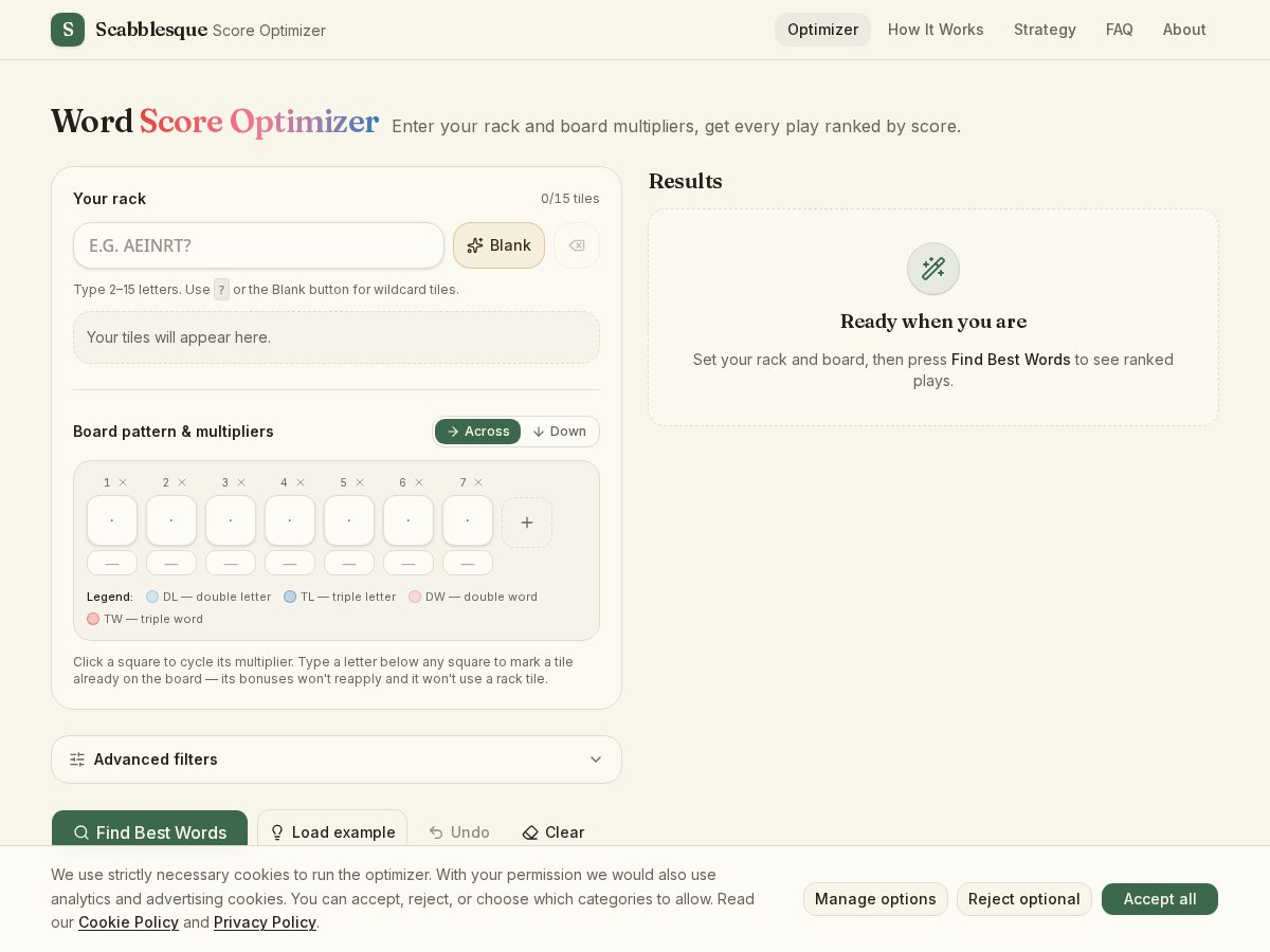 Landing-page snapshot of scabblesque.com