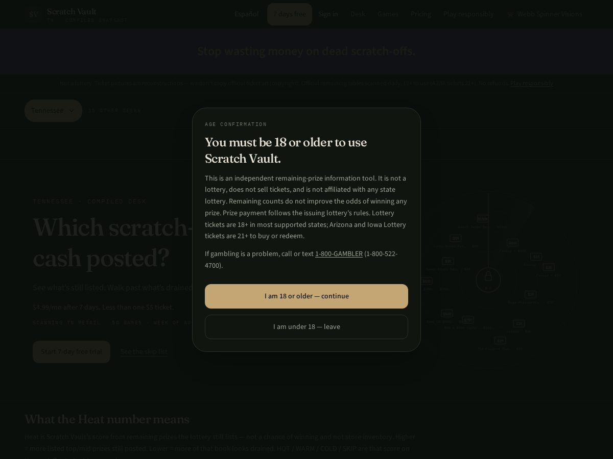Landing-page snapshot of scratch-vault.com