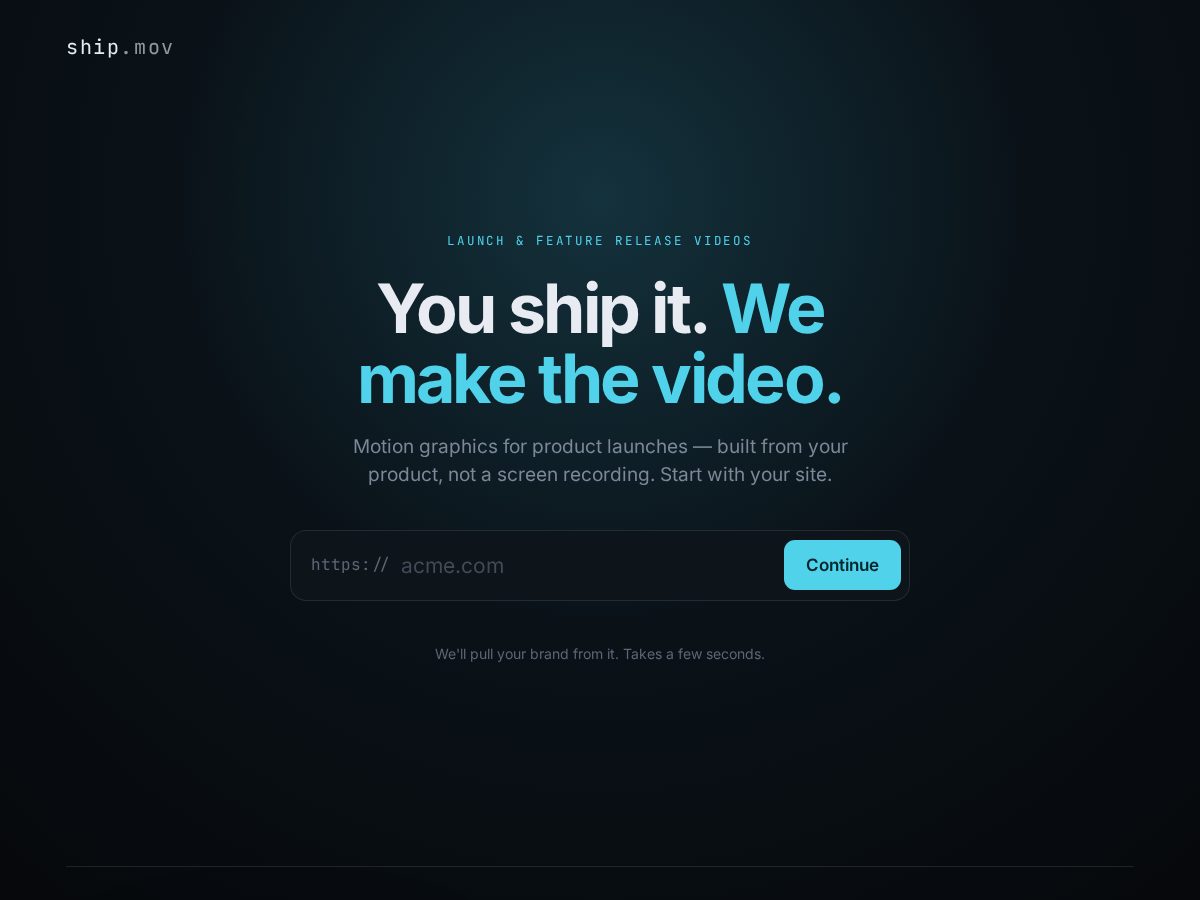 Landing-page snapshot of ship.mov