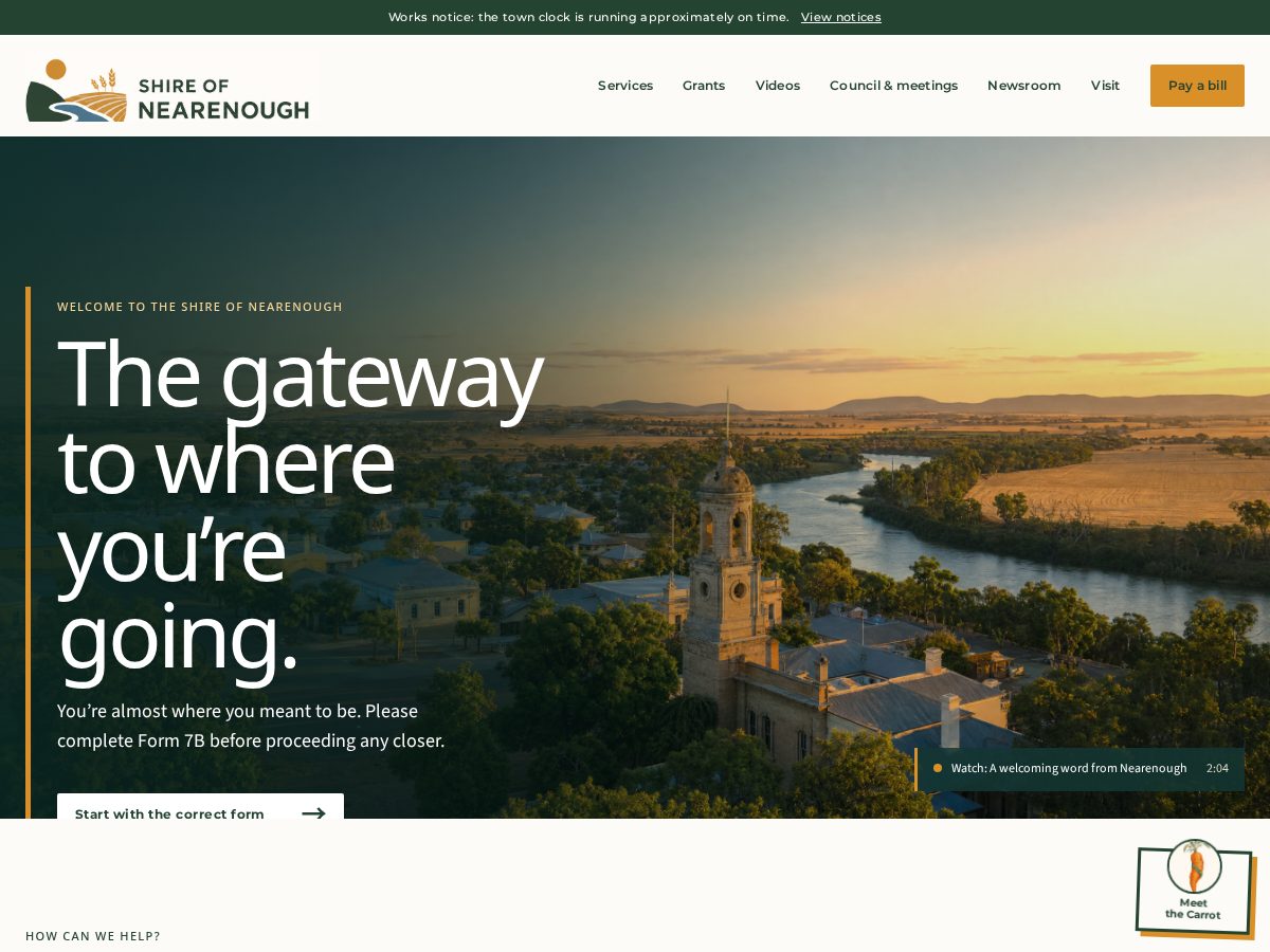 Landing-page snapshot of shireofnearenough.org