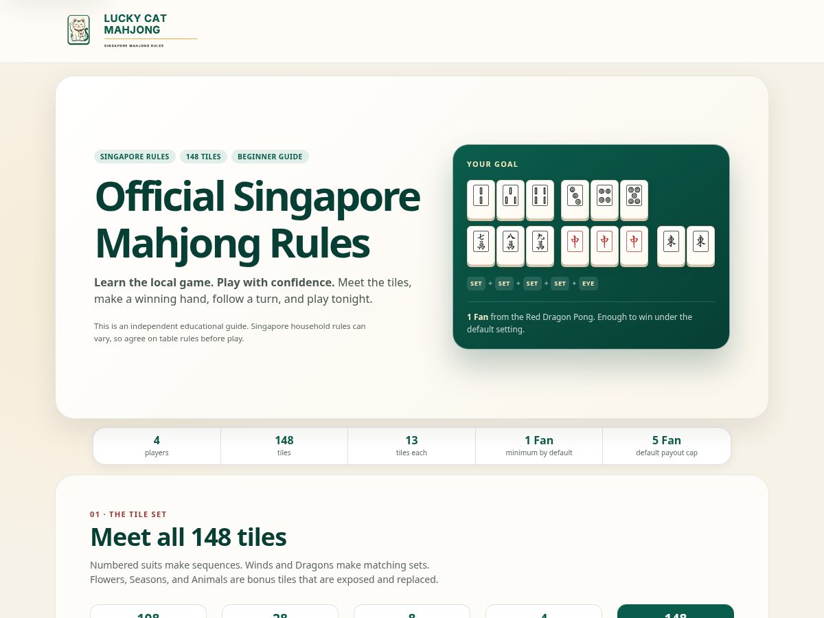 Landing-page snapshot of singaporemahjongrules.com