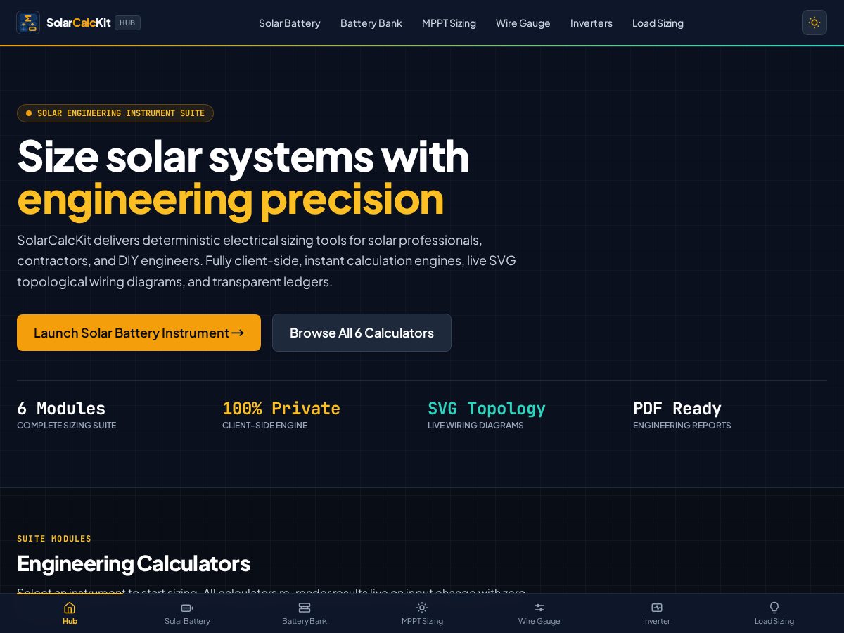 Landing-page snapshot of solarcalckit.com
