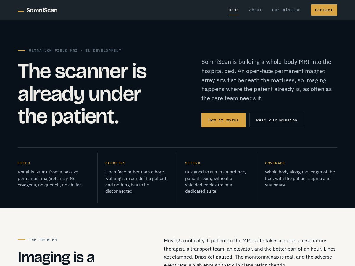 Landing-page snapshot of somni-scan.com