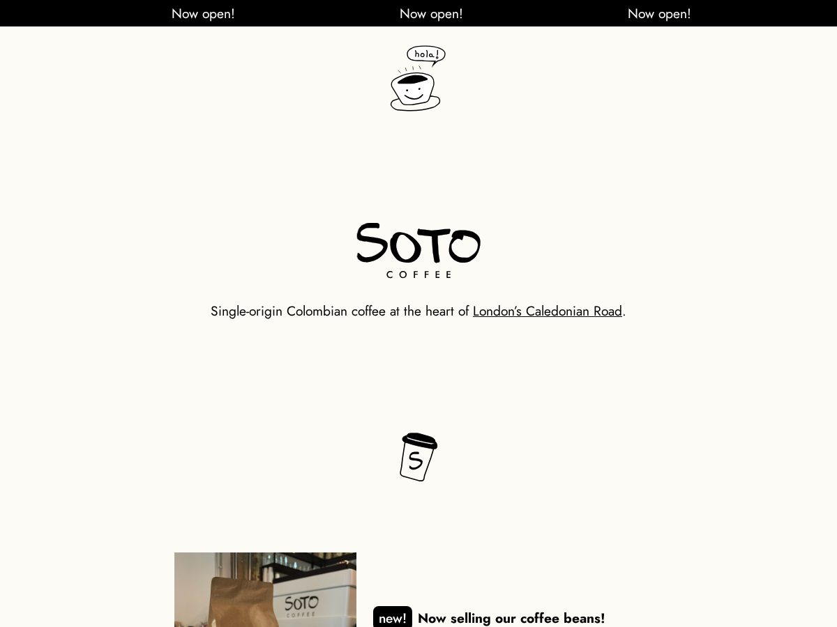 Landing-page snapshot of sotocoffee.live