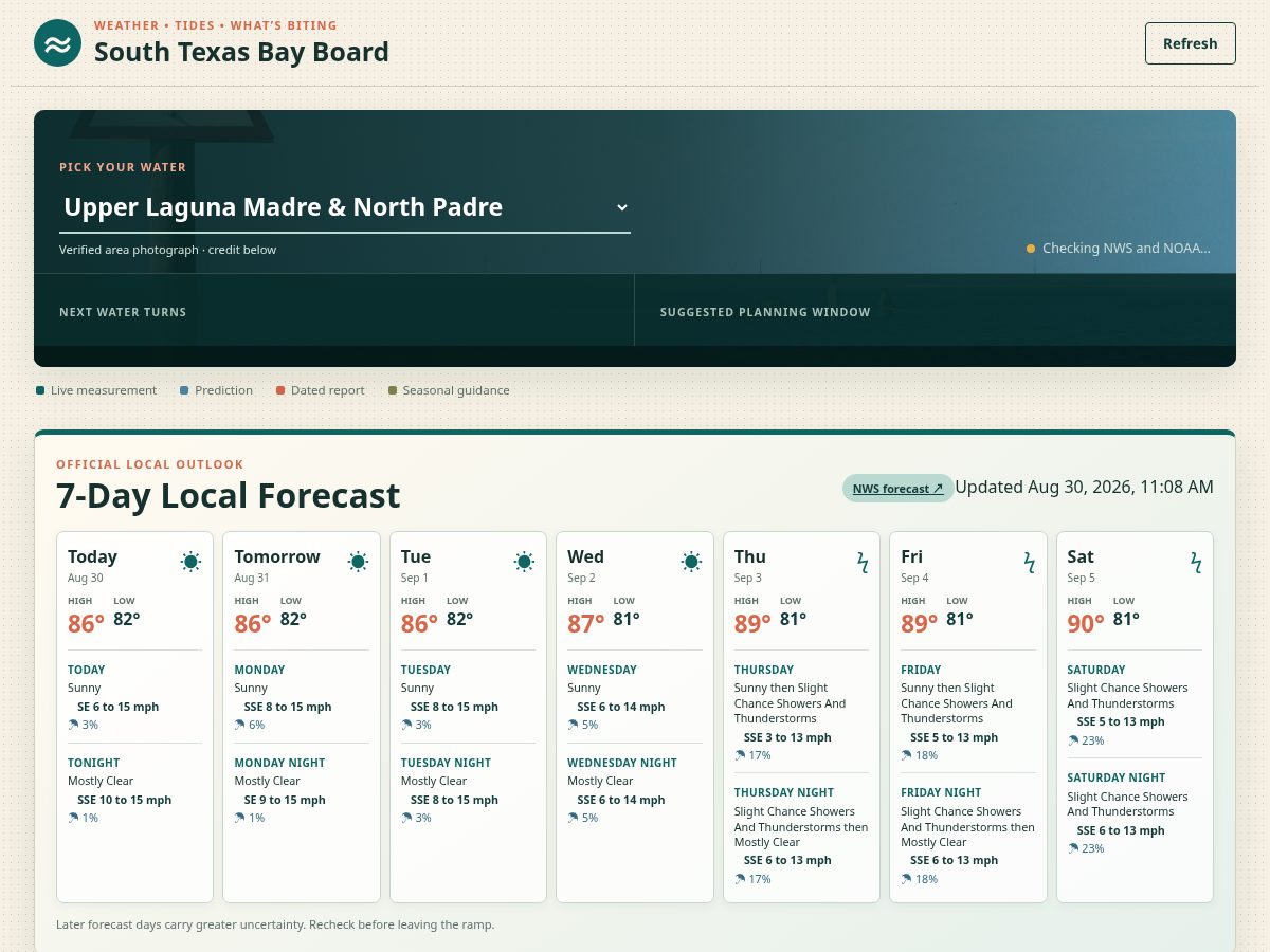 Landing-page snapshot of southtexasbays.com