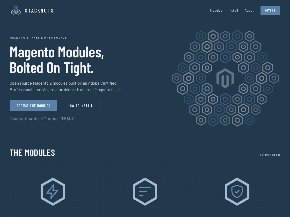 Landing-page snapshot of stacknuts.com
