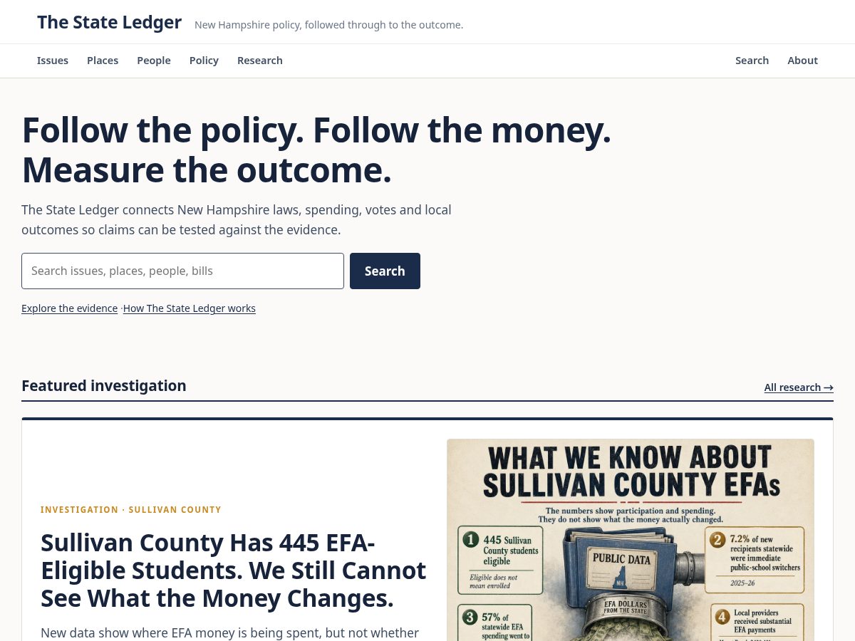 Landing-page snapshot of state-ledger.org