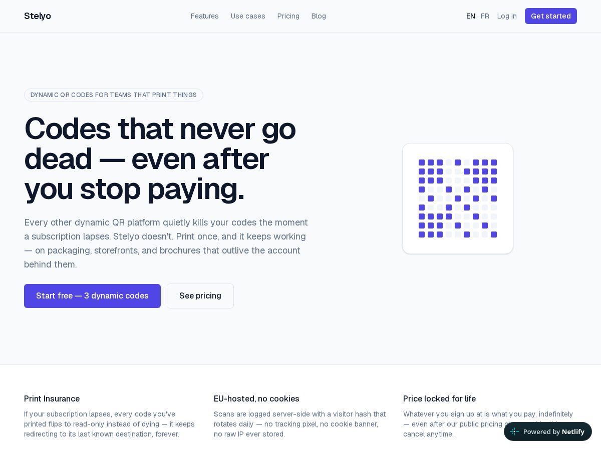 Landing-page snapshot of stelyo.link