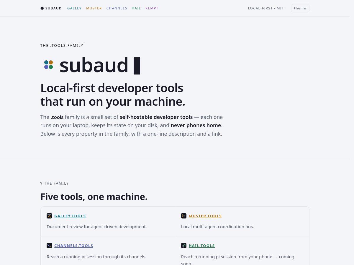 Landing-page snapshot of subaud.tools