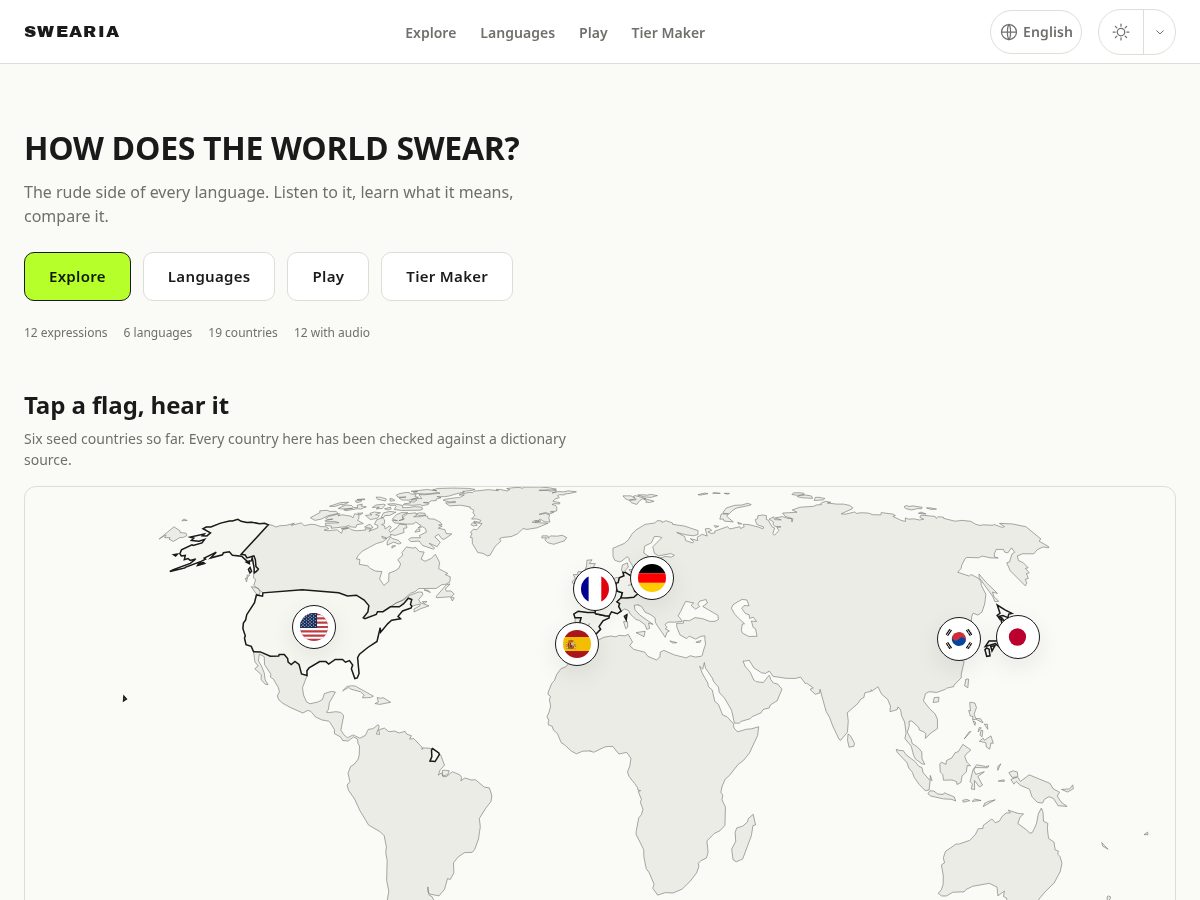 Landing-page snapshot of swearia.com
