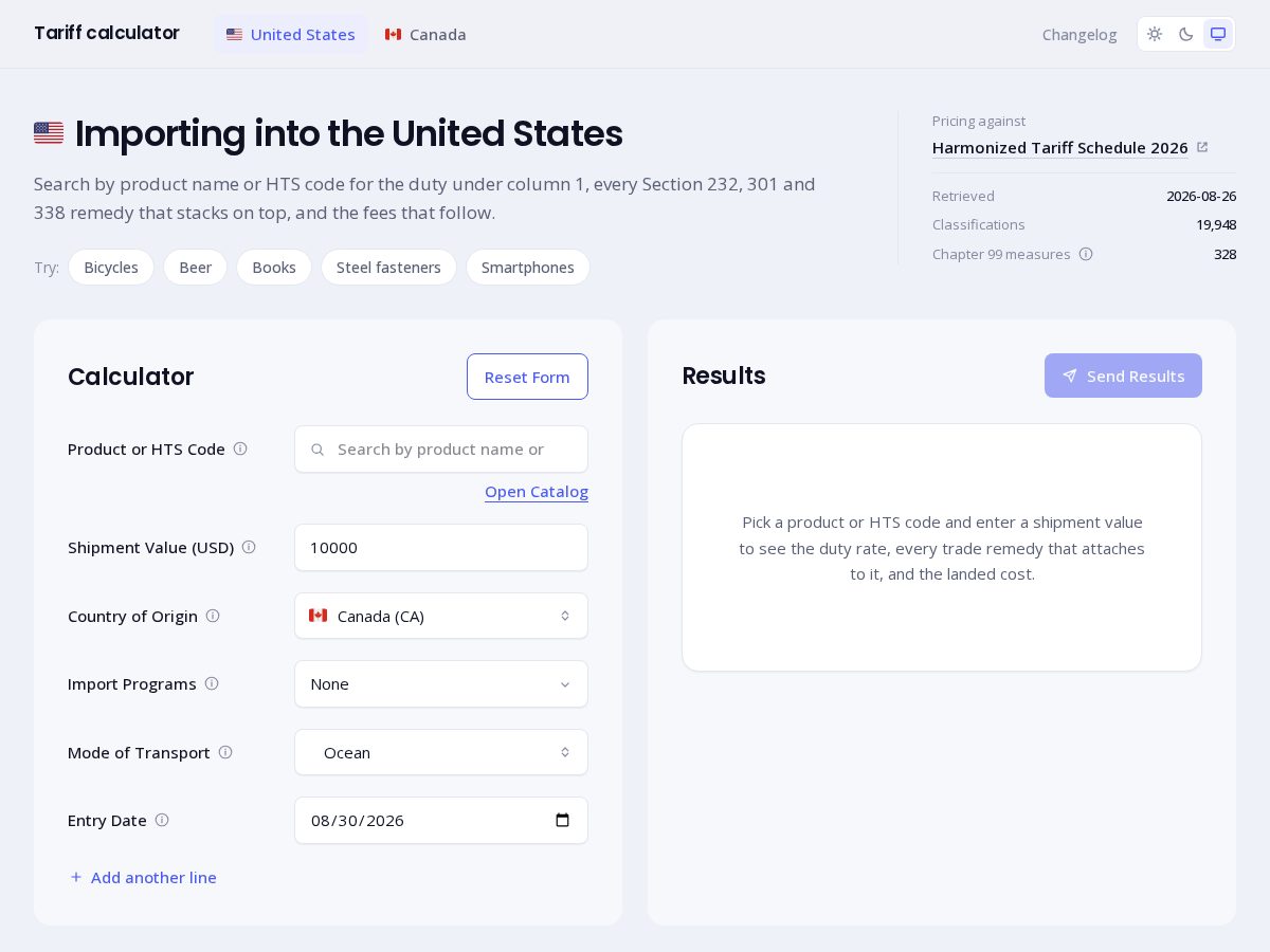 Landing-page snapshot of tariffs.guide