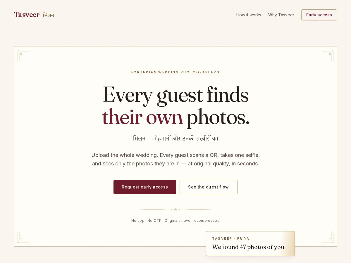 Landing-page snapshot of tasveer.online