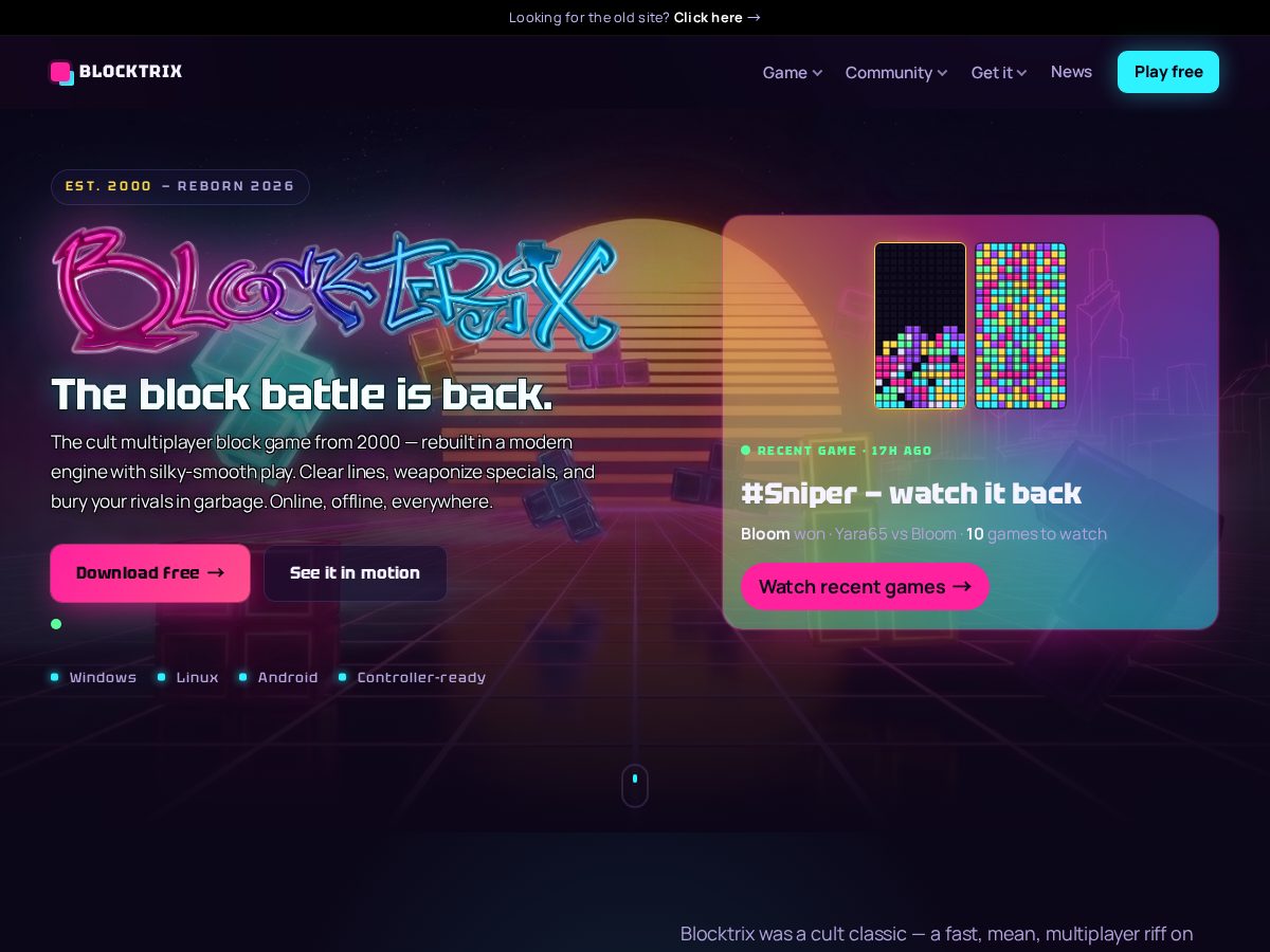 Landing-page snapshot of tetrinet.info