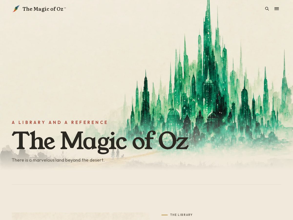 Landing-page snapshot of themagicofoz.com