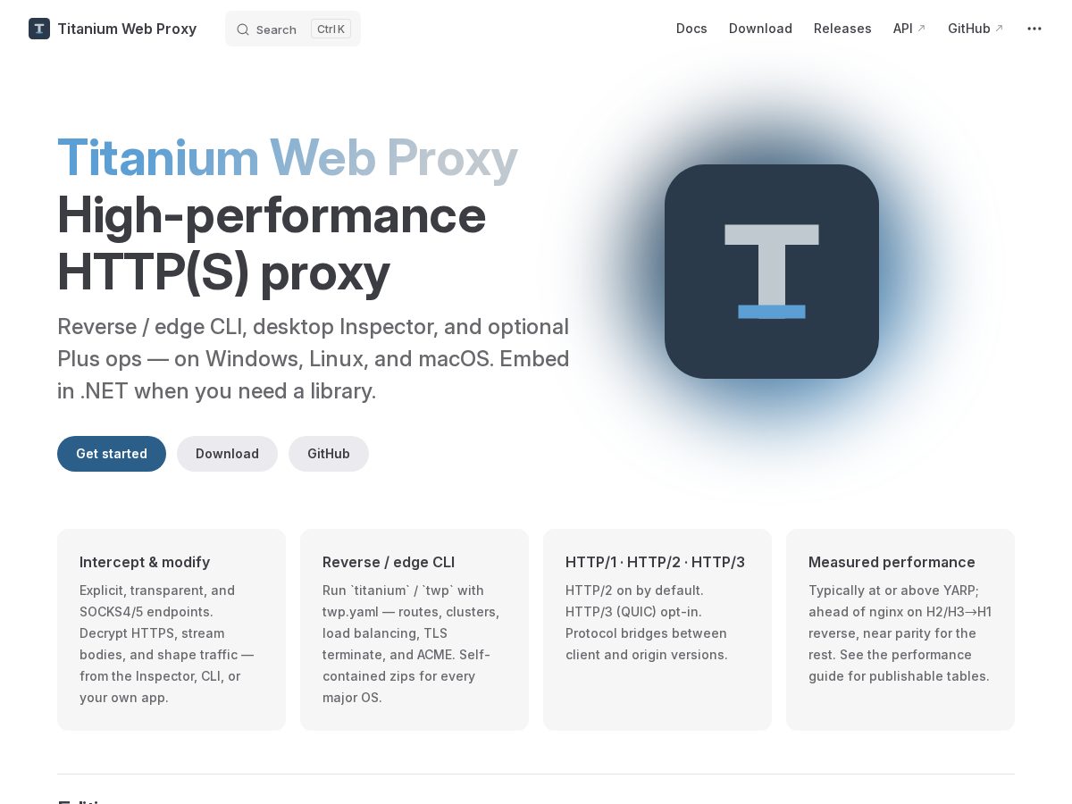 Landing-page snapshot of titaniumproxy.com