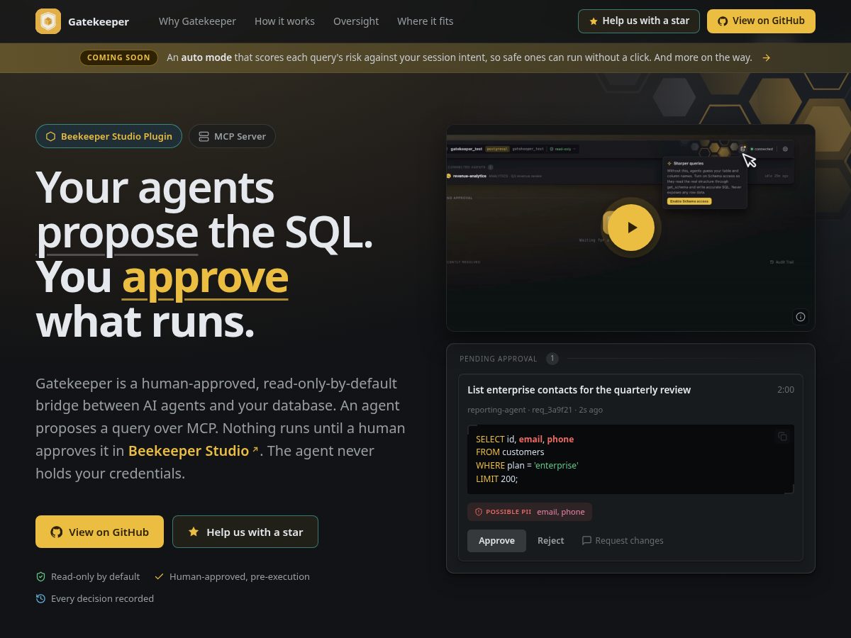 Landing-page snapshot of trygatekeeper.dev
