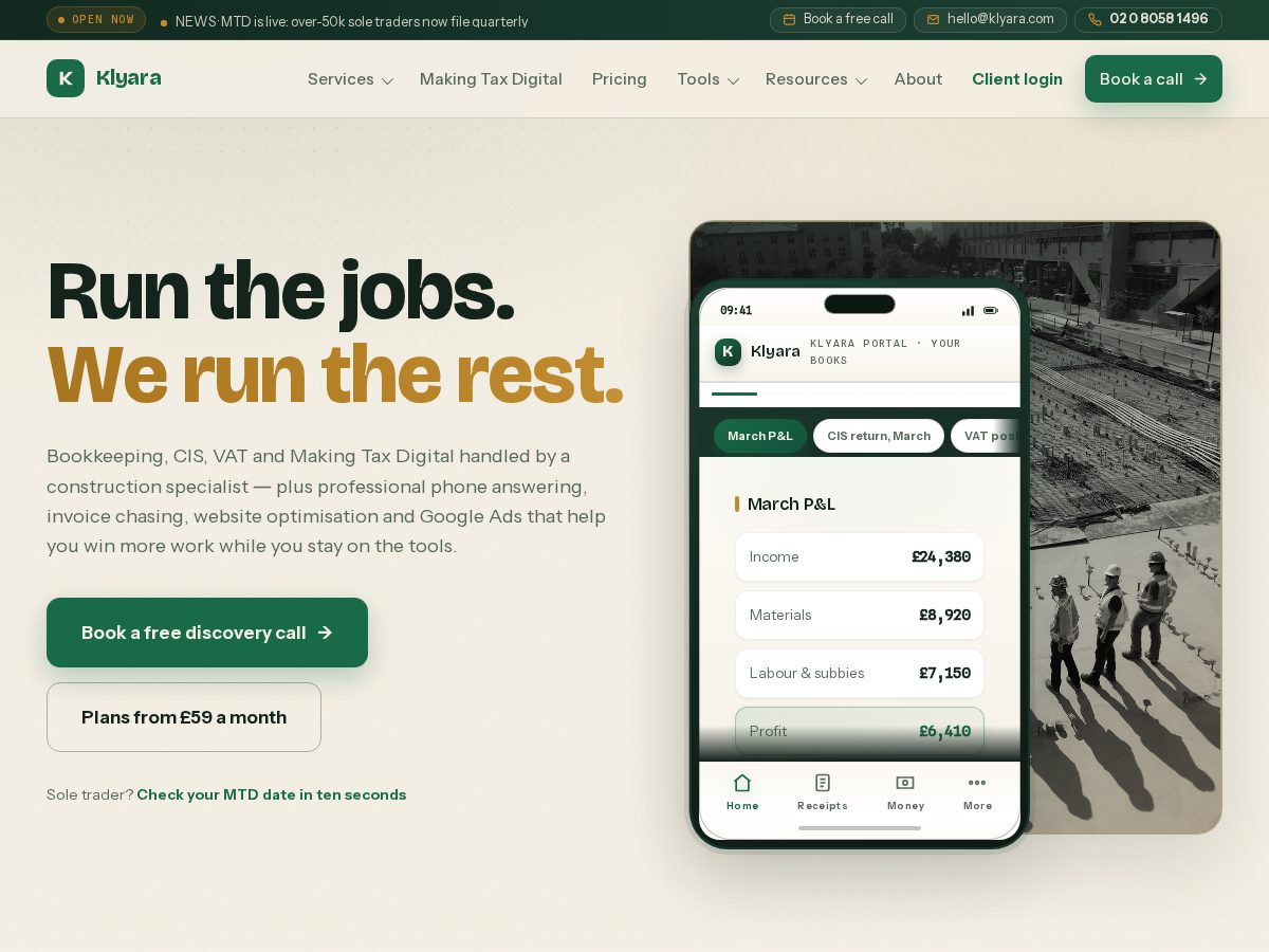 Landing-page snapshot of tryklyara.com