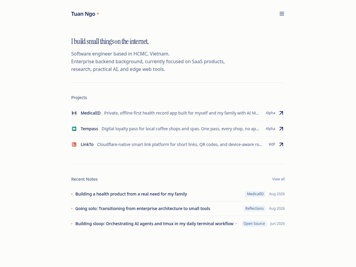 Landing-page snapshot of tuanngo.com